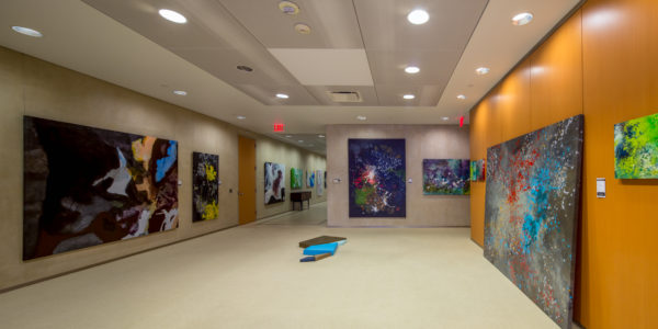 Skyway Gallery Interior with Abstract Paintings — Drew Beson Gallery Minneapolis